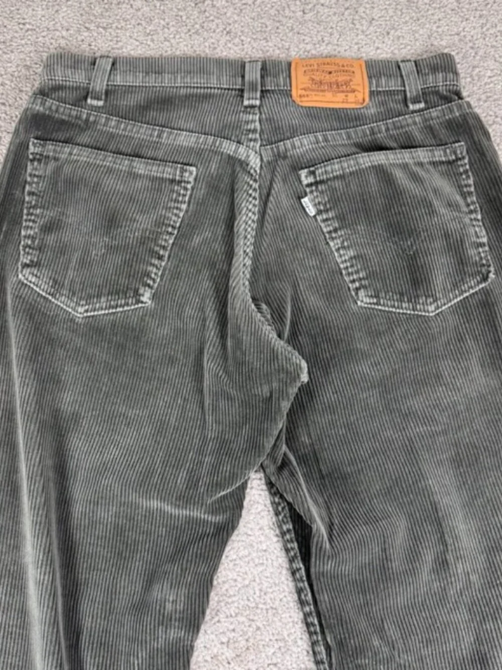 Vintage Levis 565 Student Wide Leg Corduroy Pant Gray 29x30 Made in USA 1997